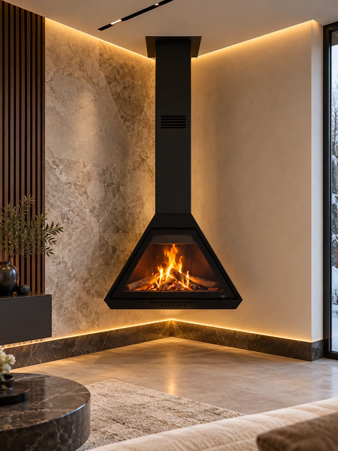 Steel Fire Arion Corner Steel Fire şömine haznesi